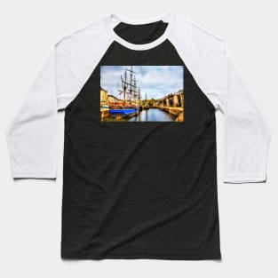 Charlestown Tall Ship Harbor, Cornwall, UK Baseball T-Shirt